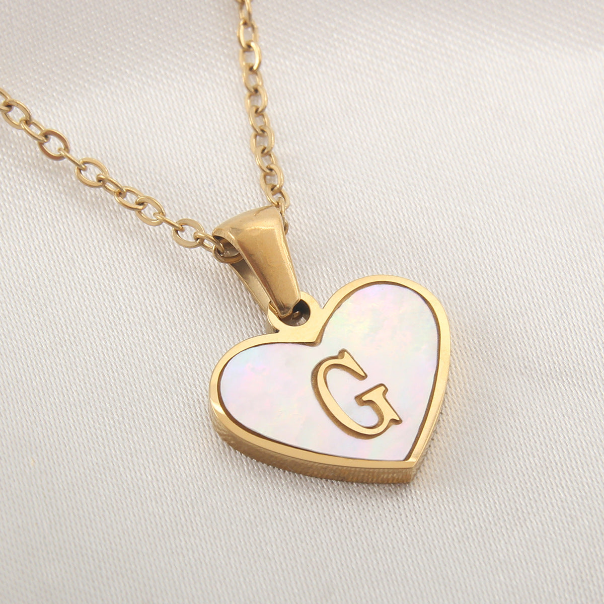 Collar Corazón con Letras - Concha Blanca & Personalizado