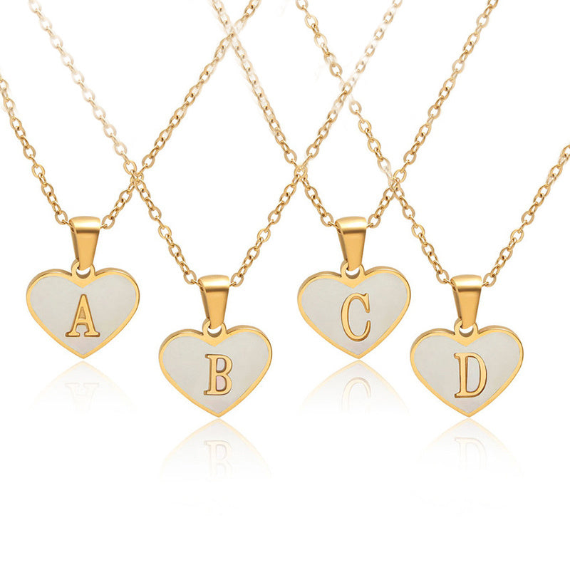 Collar Corazón con Letras - Concha Blanca & Personalizado
