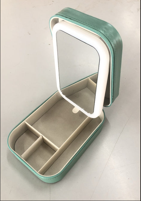 Caja de Maquillaje LED Portátil – Espejo con Luz Táctil y Organizador Ajustable