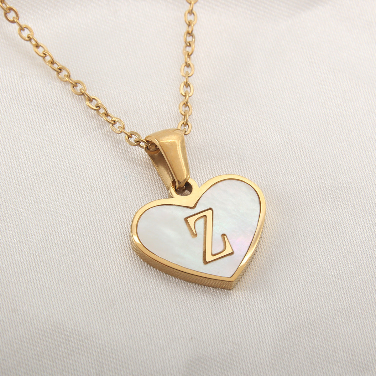 Collar Corazón con Letras - Concha Blanca & Personalizado