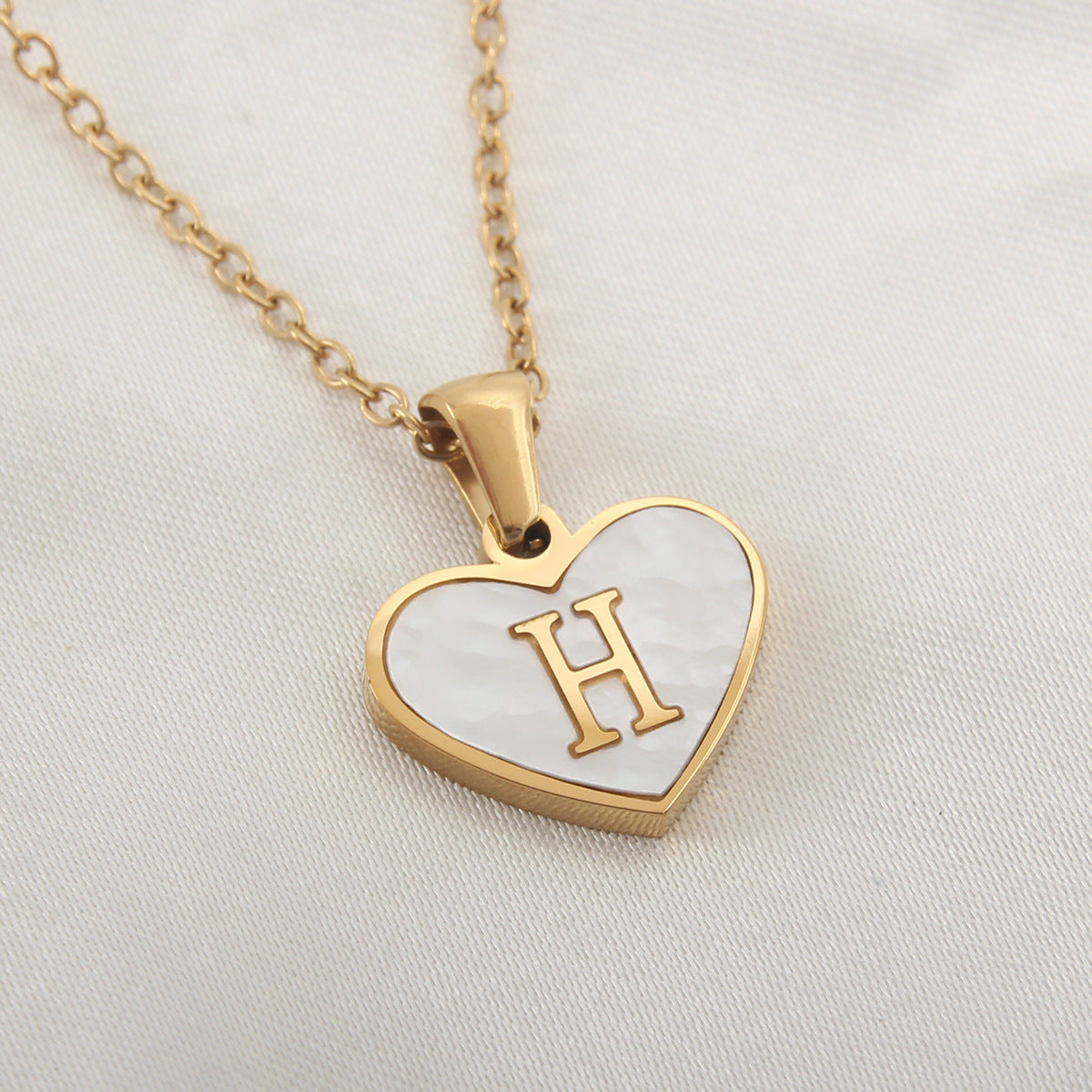 Collar Corazón con Letras - Concha Blanca & Personalizado