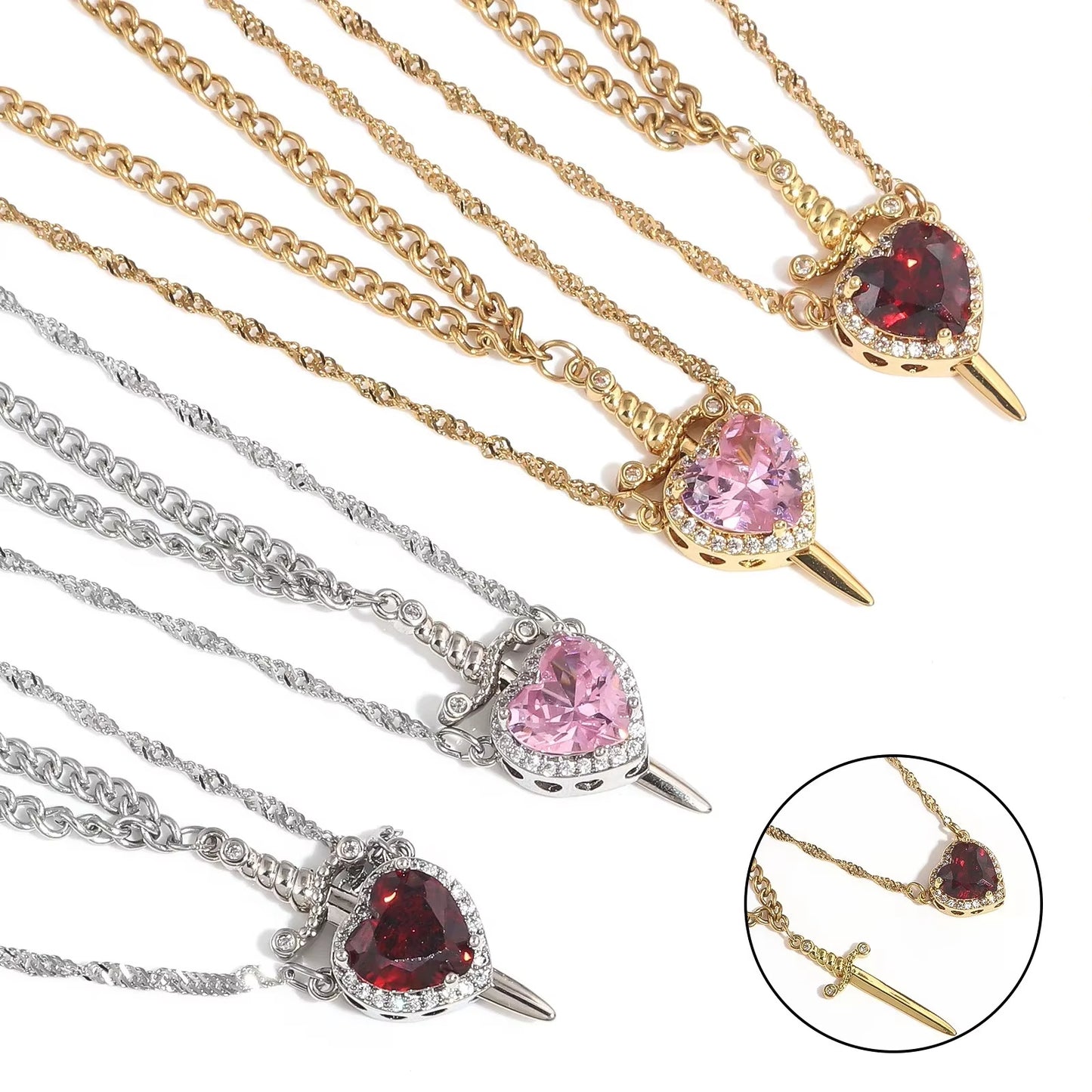 Collares de Corazón y Espada – Amor y Valentía