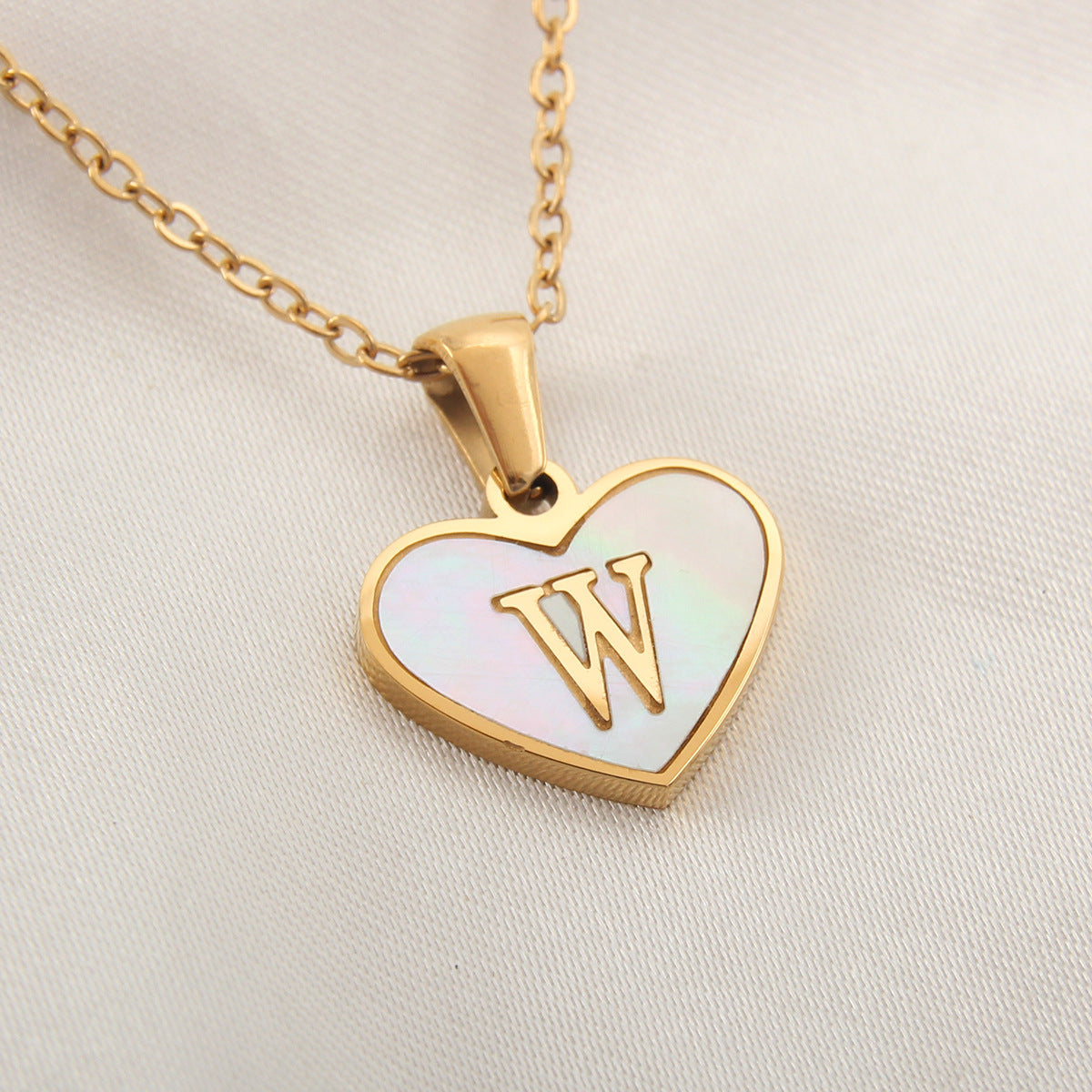 Collar Corazón con Letras - Concha Blanca & Personalizado