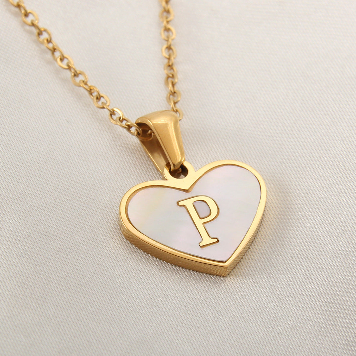 Collar Corazón con Letras - Concha Blanca & Personalizado