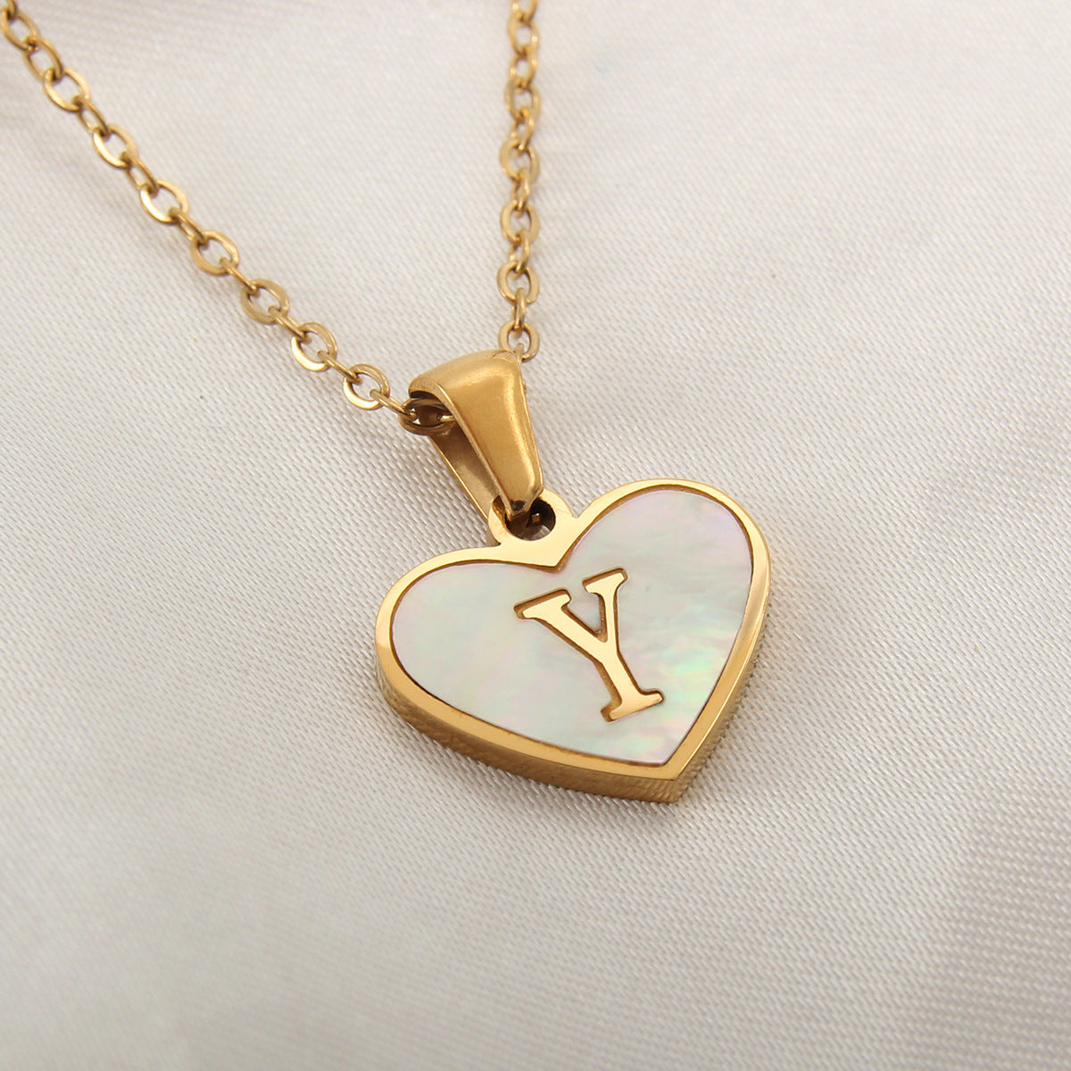 Collar Corazón con Letras - Concha Blanca & Personalizado