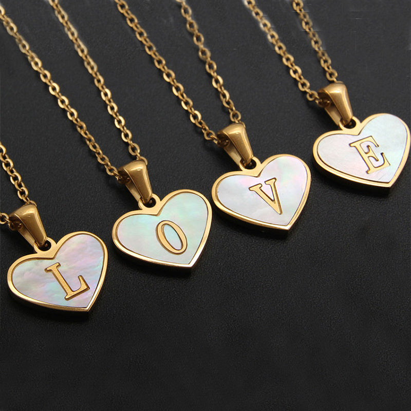 Collar Corazón con Letras - Concha Blanca & Personalizado